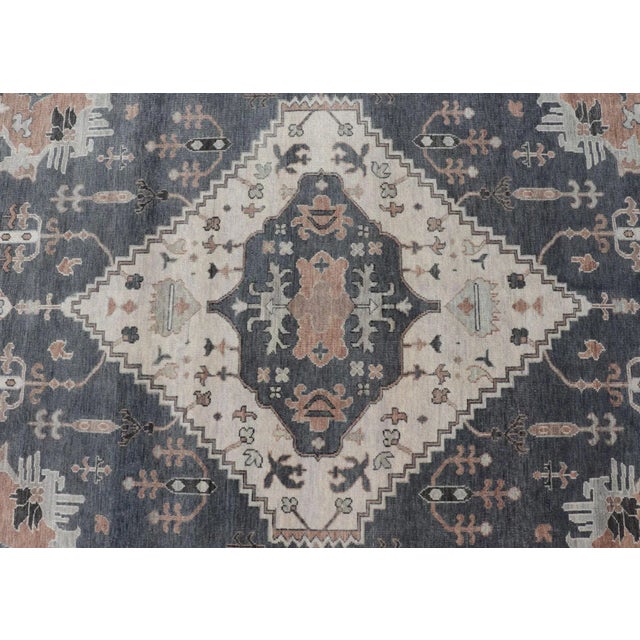 Textile Modern Oushak With Botanical Design in by Keivan Woven Arts For Sale - Image 7 of 13