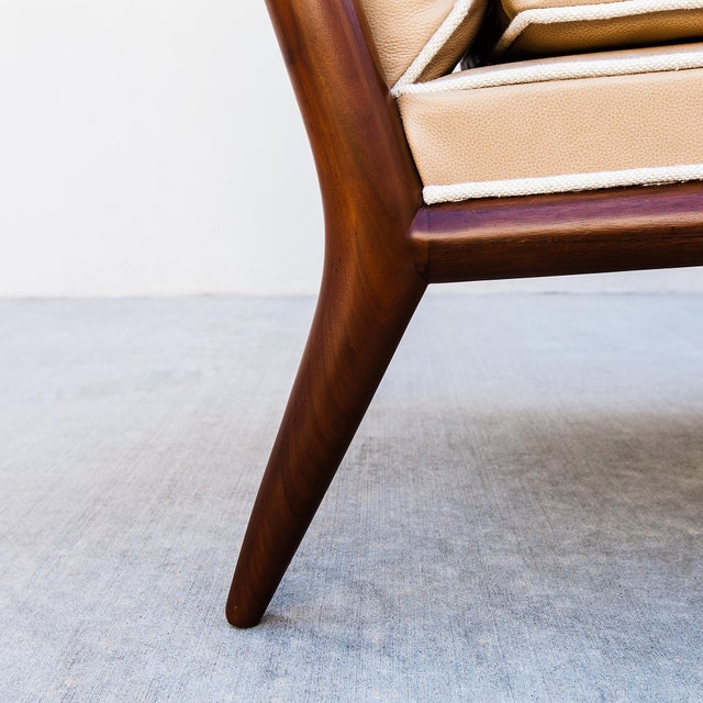 1950s Restored 1950s Attributed to t.h. Robsjohn-Gibbings for Widdicomb Walnut Slipper Chair For Sale - Image 5 of 15