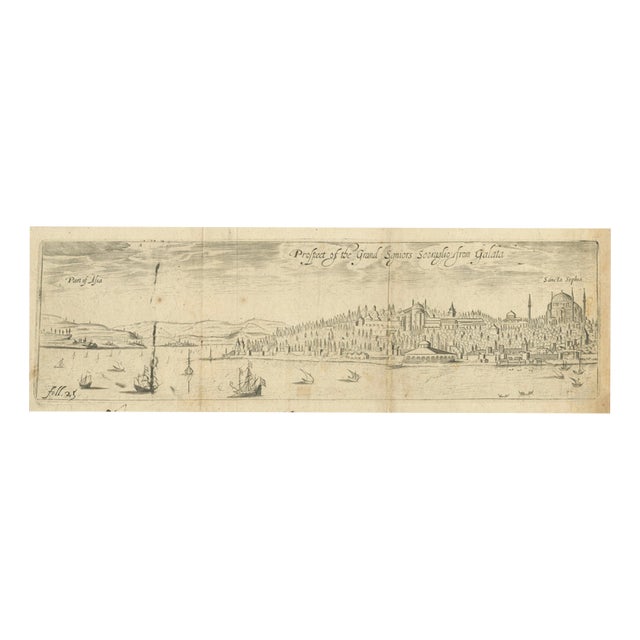 George Sandys, Prospect of the Grand Signior’s Seraglio from Galata Constantinople, 1673, Paper For Sale