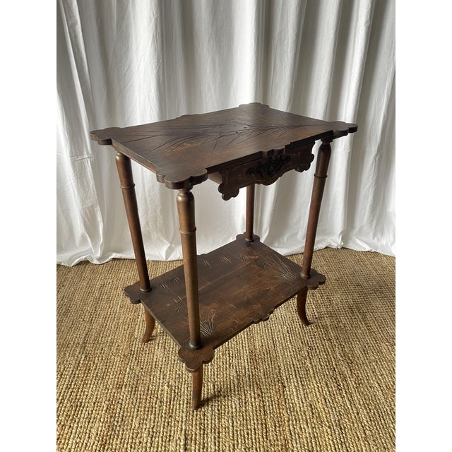 French Art Nouveau Walnut Side Table, 1890s For Sale - Image 12 of 18
