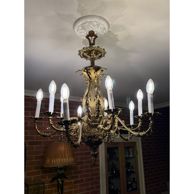 Metal French Chandelier Circa 1840 For Sale - Image 7 of 10