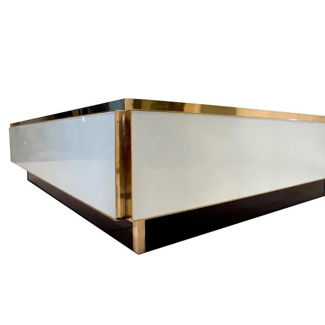 Italian Custom Italian Art Design 2-Drawer Red Blue Stripe White Glass Low Coffee Table For Sale - Image 3 of 8