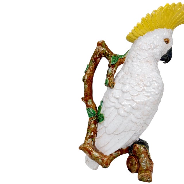 Late 19th Century A William Brownfield Majolica Pitcher Modeled as a Cockatoo, English, Dated 1877 For Sale - Image 5 of 18