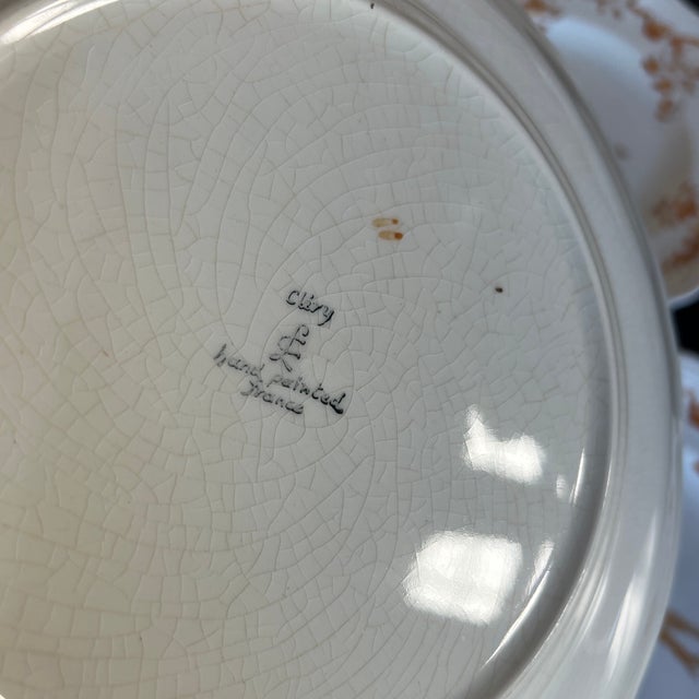 Mid 20th Century Vintage French Faience Longchamp Clery Hand Painted Dinner Plates- Set of 5 For Sale - Image 5 of 6