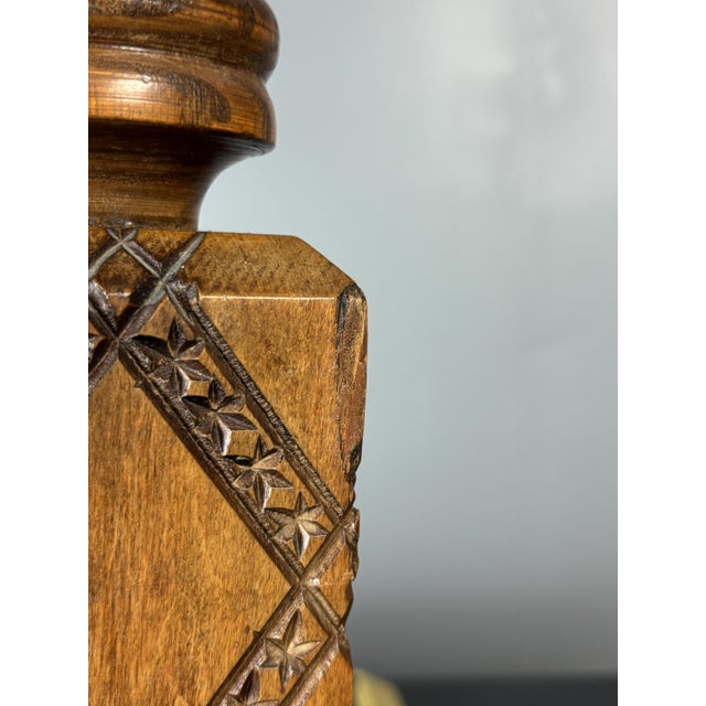 Mid-Century Brutalist French Wood Table Lamp from Charles Dudouyt, 1950s For Sale - Image 11 of 13