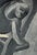 Abstract Mid Century French Abstract Figure Painting in Grey and Black on Paper. Signed With Mat For Sale - Image 3 of 5