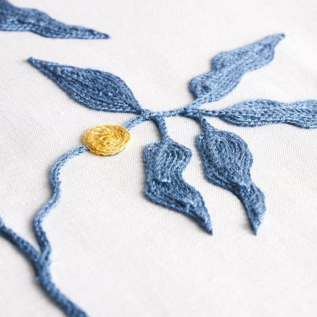 Schumacher Sample - Schumacher Lilla Embroidery Fabric, Blue For Sale - Image 4 of 5