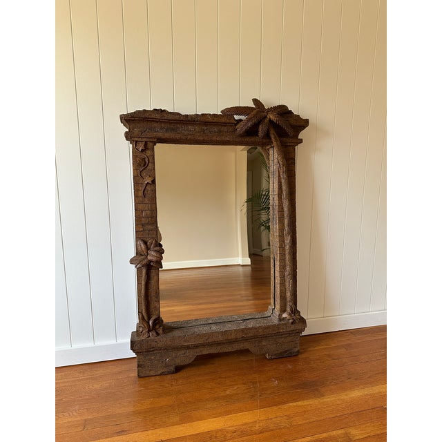 Brown Vintage Grand Palm Tree Wall Mirror For Sale - Image 8 of 11
