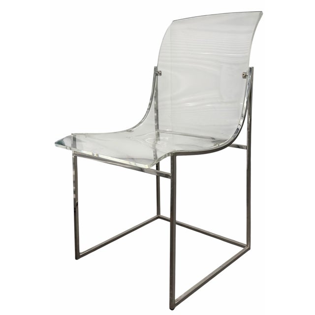 Milo Baughman for Thayer Coggin Attributed Chrome and Lucite Dining Chair. This listing is for 1 chair, we have a total of...