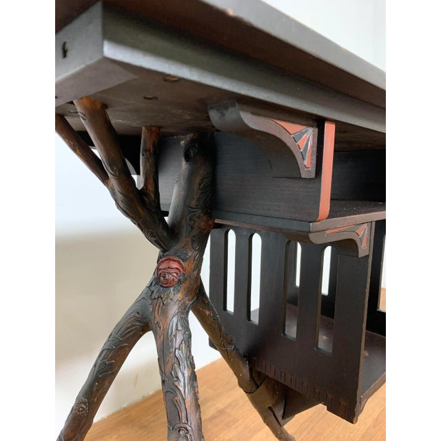 Late 19th Century Circa 1870s-1890 Hand Carved Antique Adirondack Table Stand For Sale - Image 5 of 13