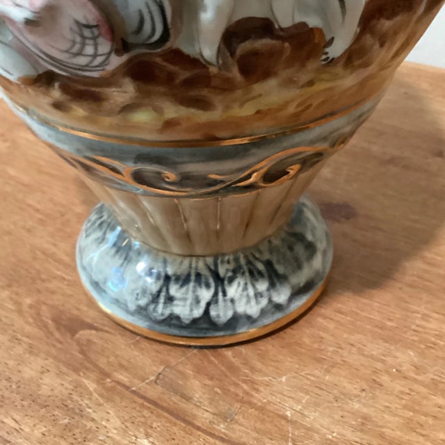 Mid 20th Century Vintage Pereiras Valado Porcelain Ornate Vase With Cherubs Raised Relief Hand Painted For Sale - Image 5 of 12