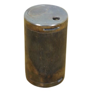 Late 20th Century Tiffany & Co Ribbed Round Cylindrical Silver Plate Table Lighter For Sale