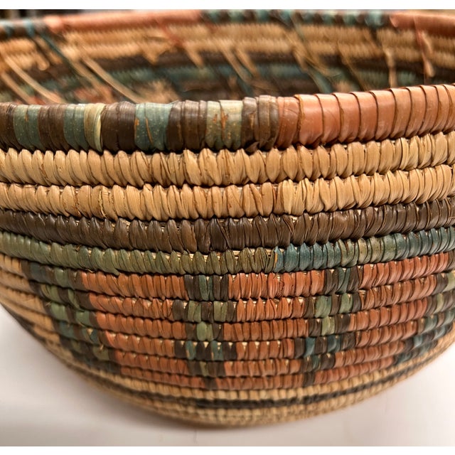 Vintage African Geometric Woven Basket For Sale - Image 4 of 10