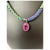 Contemporary Sterling and Pink Stone Macrame Necklace For Sale - Image 3 of 12