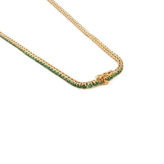 VRJewels Modernist 6.82 Ct Natural Round Emerald Tennis Necklace in Solid 14k Gold For Sale - Image 11 of 18
