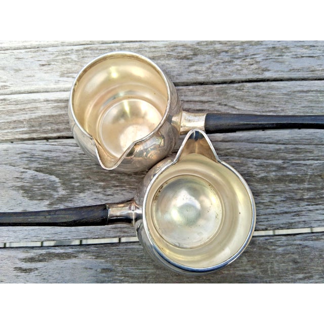 1930s Bernard Rice's Sons Silverplate & Rosewood Brandy Sauce Warmers - a Pair For Sale - Image 4 of 8