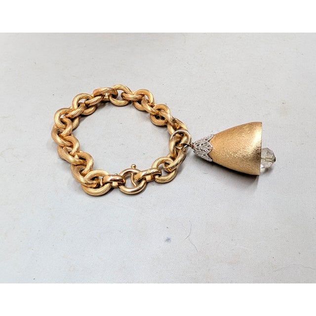 Vintage 1970 Signed Napier Book Piece Goldtone "Wedding Bell" Charm Bracelet For Sale - Image 9 of 11