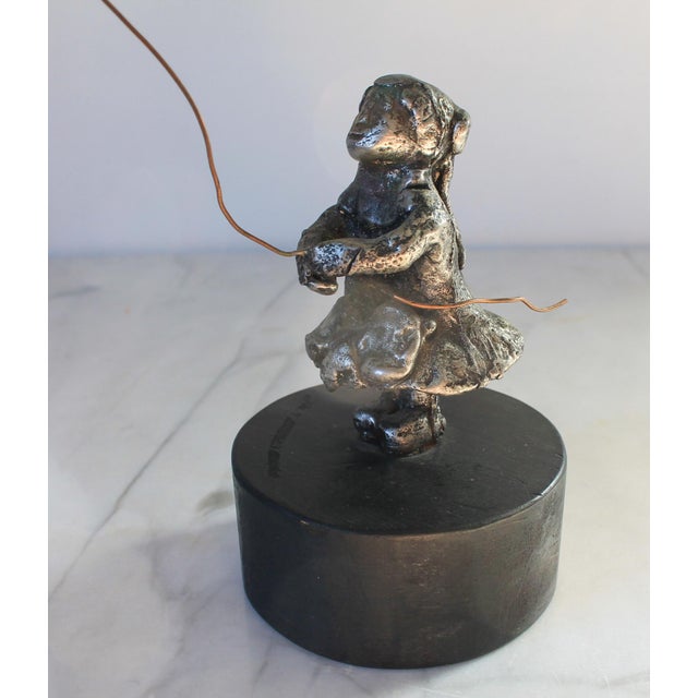 Vintage Metal Sculpture of Girl Flying Copper Kite For Sale - Image 10 of 12