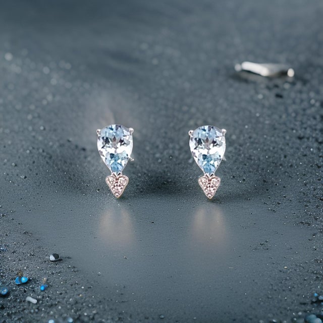 Natural Aquamarine Diamond Earrings 14k Gold 3.07 TCW Certified For Sale - Image 11 of 12