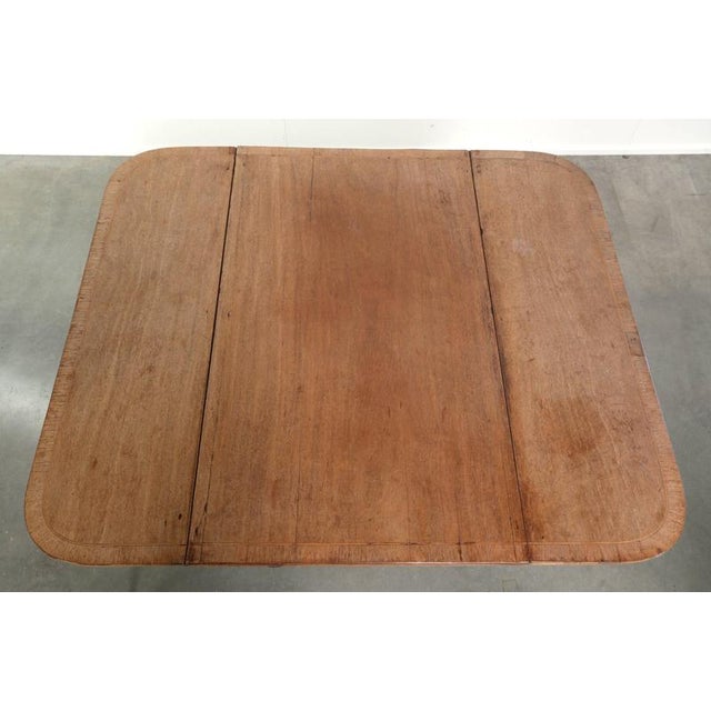 Brown 19th Century Antique English Drop-Leaf Side Table with Brass Details For Sale - Image 8 of 15