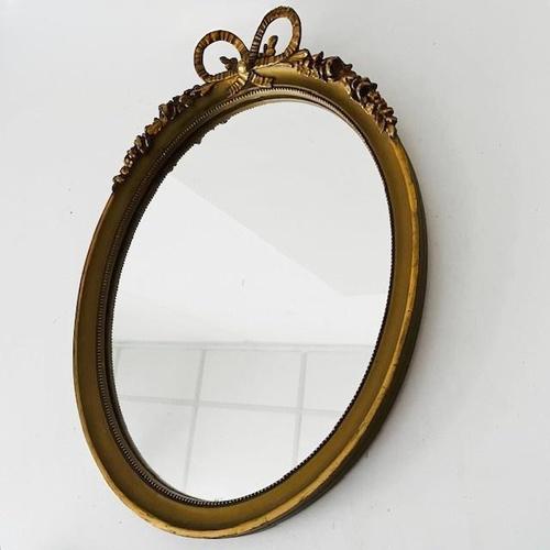 Mid-Century Baroque French Bow Gold Mirror in Wood, 1950s For Sale - Image 5 of 8