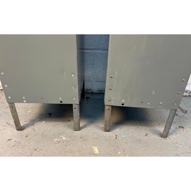 Late 20th Century Pair of Two Tall Industrial Lockers For Sale - Image 14 of 15