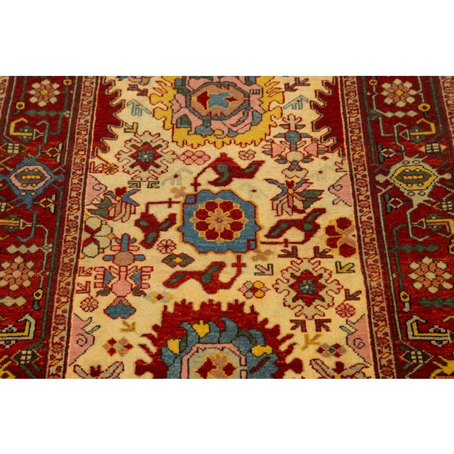 Handmade Modern Turkish Oushak Wool Runner With Multicolor Floral Design For Sale In New York - Image 6 of 7