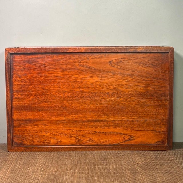 Vintage Rosewood Carved Rectangular Tea Tray | Chairish