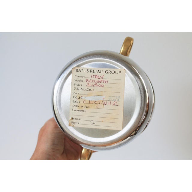 Vintage Modernist Italian Stainless Steel & Brass Ice / Wine Bucket For Sale - Image 10 of 10