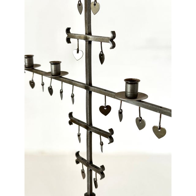 1960s Swedish Dangling Hearts Steel 4 Candle Candelabra by Gunnar Ander For Sale - Image 10 of 16