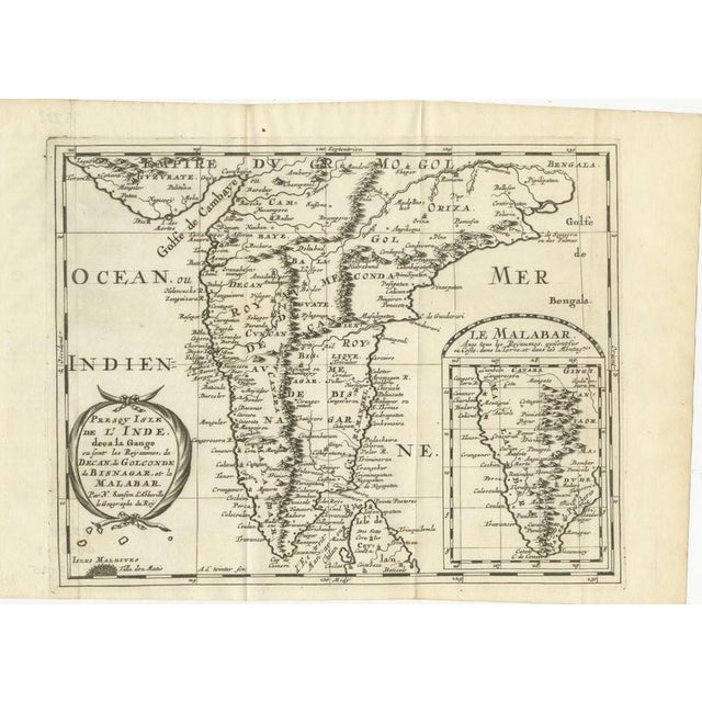 This engraved map depicts the Indian Peninsula, extending from Gujarat and the Bay of Bengal in the north to Cape Comorin...