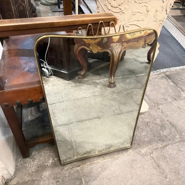 1950s Gio Ponti Mid-Century Modern Solid Brass Italian Wall Mirror For Sale - Image 13 of 14