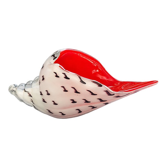 Vintage Murano Style Art Glass Conch Shell Figurine For Sale