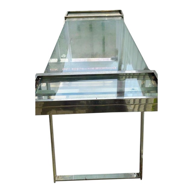 Rare Vintage Milo Baughman for Dia Chrome & Glass Console Table – Mid-Century Modern Minimalist Masterpiece For Sale