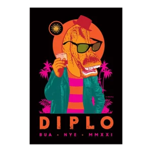 2021 American Concert Poster - Diplo at Belly Up (Dinosaur With Glasses)