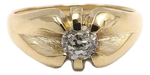 Late 19th Century 14k Victorian Old Mine Cut Diamond Ring, Size 7