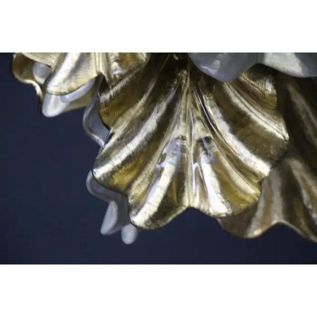 Large Glass Chandelier with Pearly Murano and Golden Golden, 2000 For Sale - Image 6 of 18