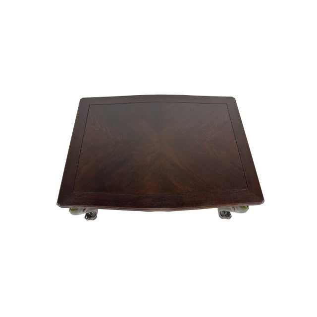 Mid 20th Century Unique Vintage French Provincial Style Carved Two Tone Green and Brown Coffee Table For Sale - Image 5 of 13