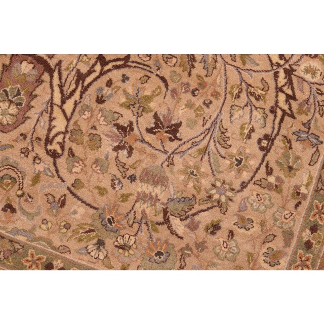 1990s Boho Chic 1990's Floral Pak-Persian Taupe/Brown Wool Rug - 6'1'' X 9'7'' For Sale - Image 5 of 9