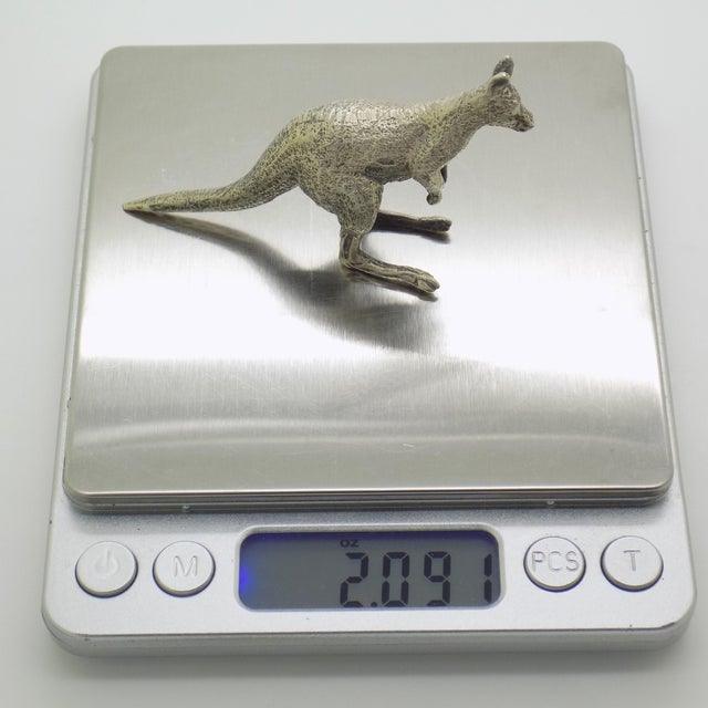 Silver Vintage Italian Handmade Genuine Silver Kangaroo Large Rare Detailed Figurine Sculpture For Sale - Image 8 of 9
