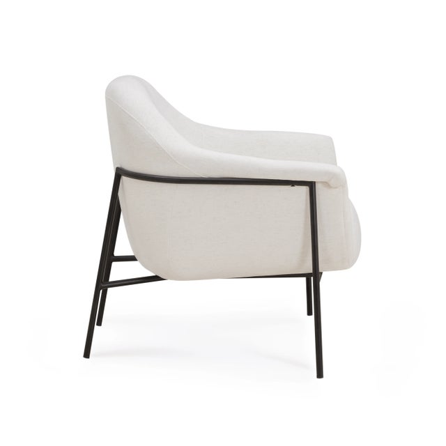 Lua Cream Chenille Accent Chair For Sale - Image 4 of 9