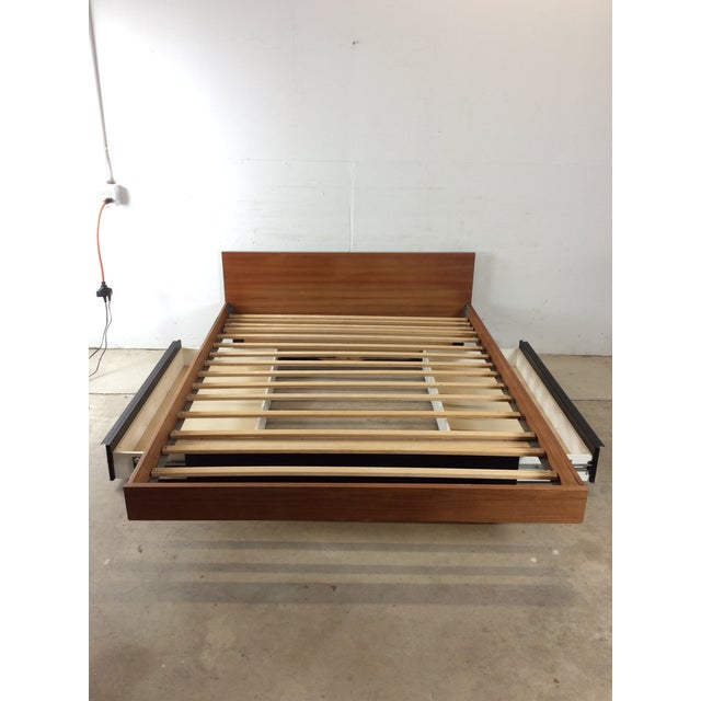 Danish Modern Teak Queen Bed With Two Storage Drawers For Sale - Image 15 of 18