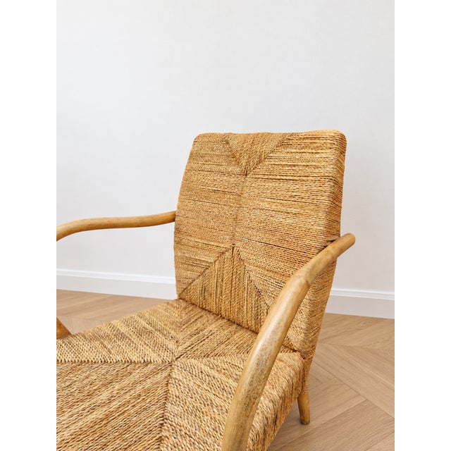 Mid-Century Modern Vintage Japanese Lounge Chairs in Wood and Woven Jute, 1970s, Set of 2 For Sale - Image 3 of 10