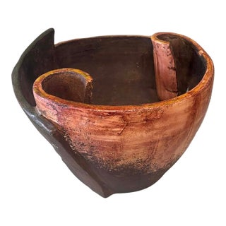 Late 20th Century Hand-Carved Wood Sculptural Vessel For Sale