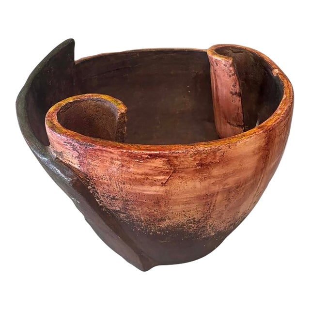 Late 20th Century Hand-Carved Wood Sculptural Vessel For Sale