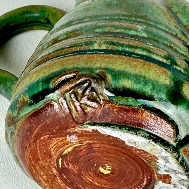 Green Small Vintage Mid-Century Modern Green Ceramic Pitcher For Sale - Image 8 of 8