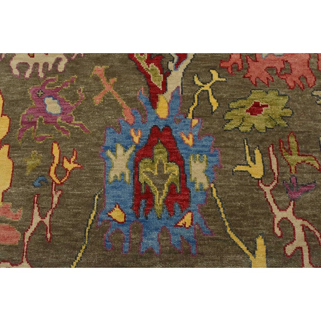 Oushak Rug 10’2” X 10′ Gray Wool Modern Hand-Knotted Oriental Carpet For Sale In Philadelphia - Image 6 of 15