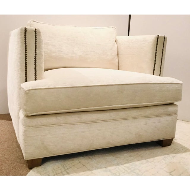 White Caracole Modern Off-White Ribbed Chenille Club Chair For Sale - Image 8 of 8