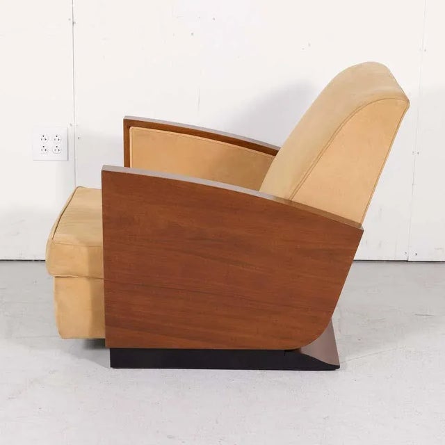 1930s French Art Deco Period Walnut Armchair or Lounge Chair For Sale - Image 9 of 13