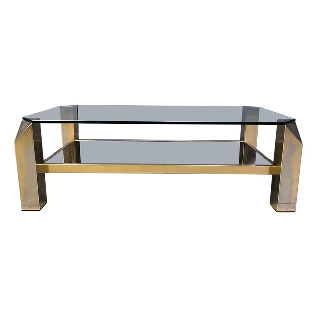 Vintage 23kt Gold-Plated Coffee Table from Belgochrom, 1970s For Sale